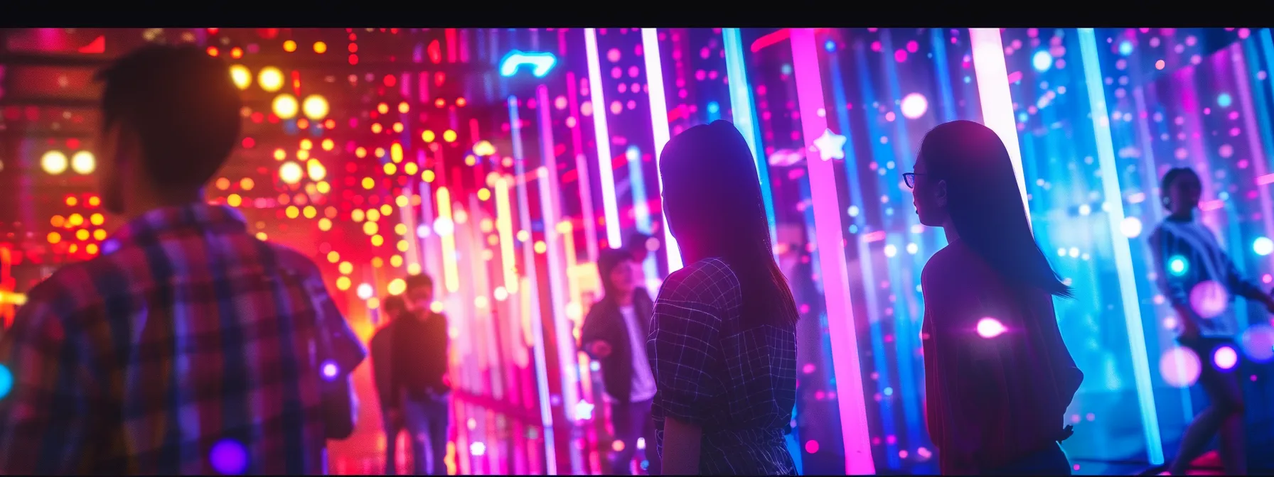 a vibrant and dynamic social media landscape showcases a diverse group of enthusiastic gen z individuals engaging with eye-catching digital content, illuminated by bright neon lights that symbolise trending marketing strategies for 2025.