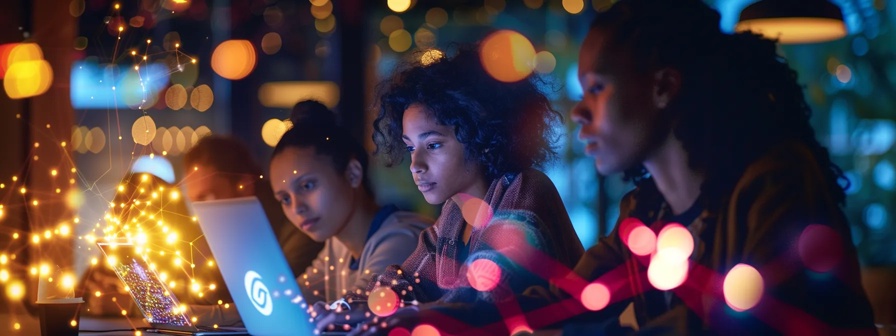 a vibrant digital landscape depicting a diverse group of gen z creators analysing data on their laptops, surrounded by engaging visuals symbolising optimal posting times and content formats, illuminated by a warm glow to emphasise collaboration and innovation in digital marketing.